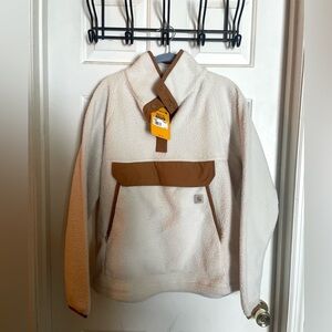 Women’s white Carhartt fleece pullover. Size L, Brand new with tags! Super cute!